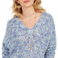 Style & Co Women's V-Neck Dolman-Sleeve Sweater Blue Medium
