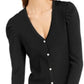 INC International Concepts Women's Puff-Sleeve Cardigan Black Size Medium