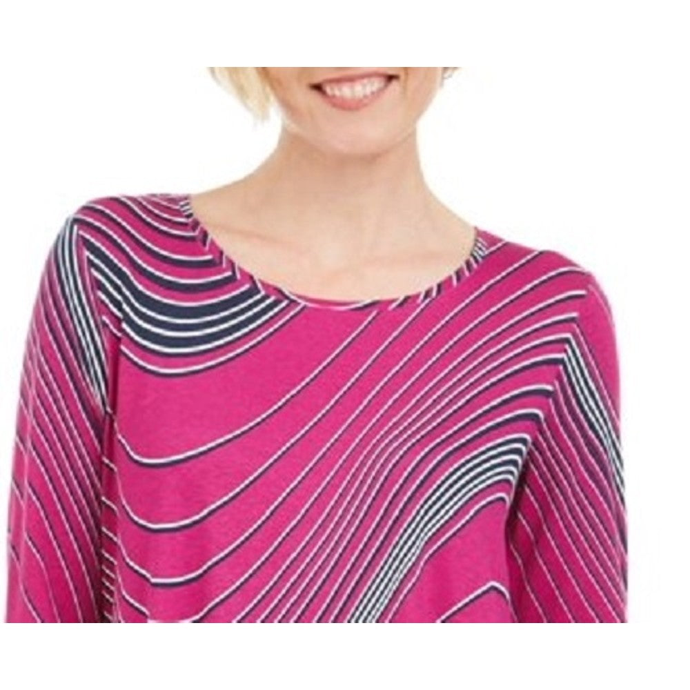 JM Collection Women's Swirl-Print T-Shirt Pink Size Extra Large