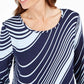 JM Collection Women's Swirl-Print 3/4-Sleeve T-Shirt Pink Size Medium