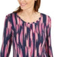JM Collection Women's Collection Printed 3/4-Sleeve T-Shirt Pink Size Medium