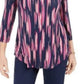 JM Collection Women's Collection Printed 3/4-Sleeve T-Shirt Pink Size Medium
