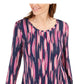 JM Collection Women's Printed 3/4 Sleeve T-Shirt Pink Size Large