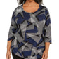 JM Collection Women's Plus Size Scoop-Neck Printed Top Blue Size X-Large