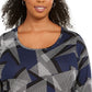 JM Collection Women's Plus Size Scoop-Neck Printed Top Blue Size X-Large