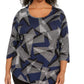 JM Collection Women's Plus Size Scoop-Neck Printed Top Blue Size 2 Extra-Large