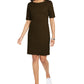 Karen Scott Women's Cotton Cuffed-Sleeve Dress Brown Size Extra Small