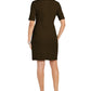 Karen Scott Women's Cotton Cuffed-Sleeve Dress Brown Size Extra Small