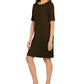 Karen Scott Women's Cotton Cuffed-Sleeve Dress Brown Size Extra Small
