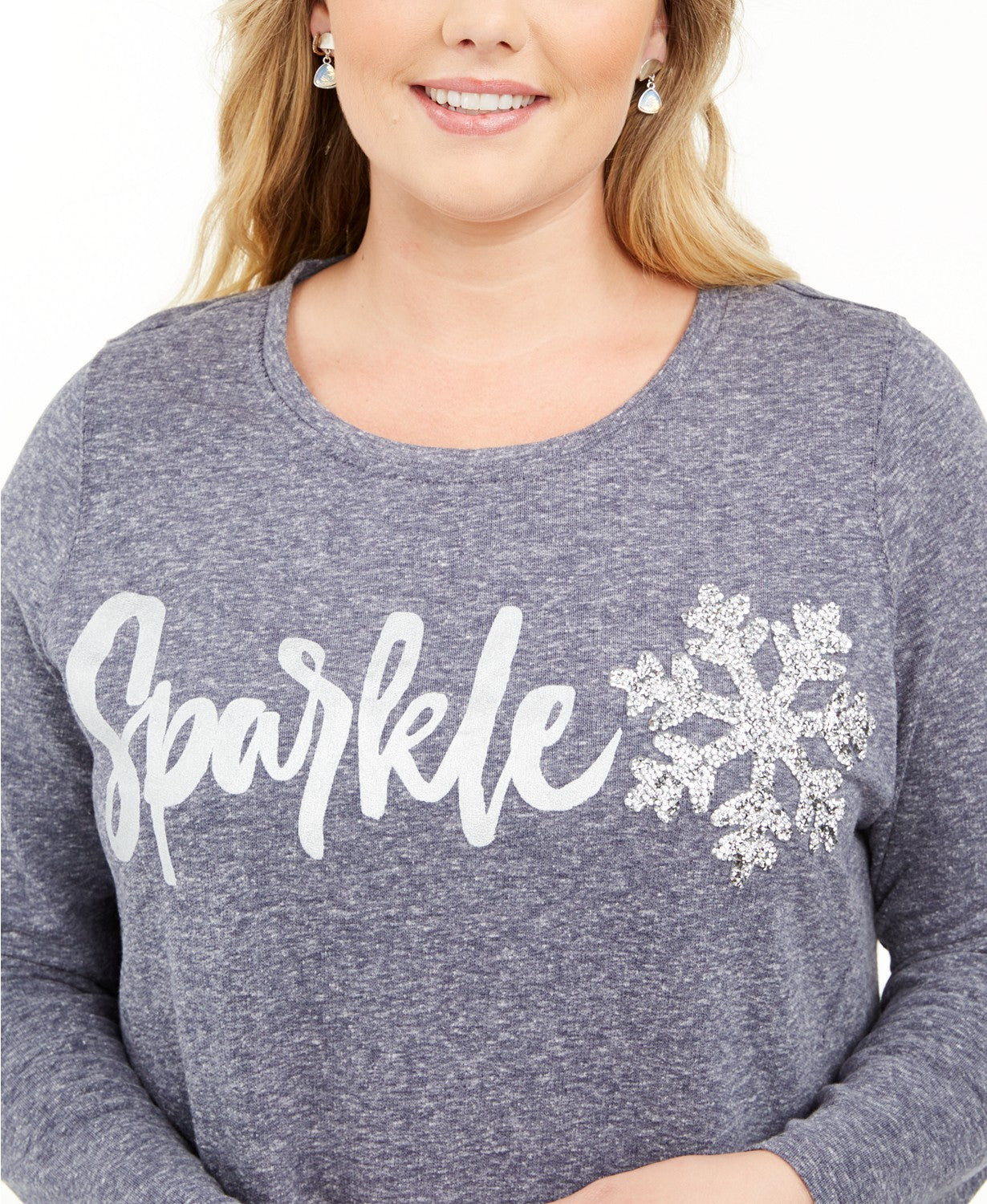 Style & Co Women's Whimsy Sweatshirt Blue Size Large