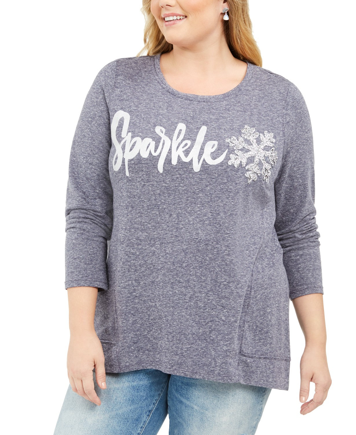 Style & Co Women's Whimsy Sweatshirt Blue Size Extra Large
