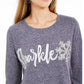 Style & Co Women's Sparkle Graphic Sweatshirt Navy Size Medium