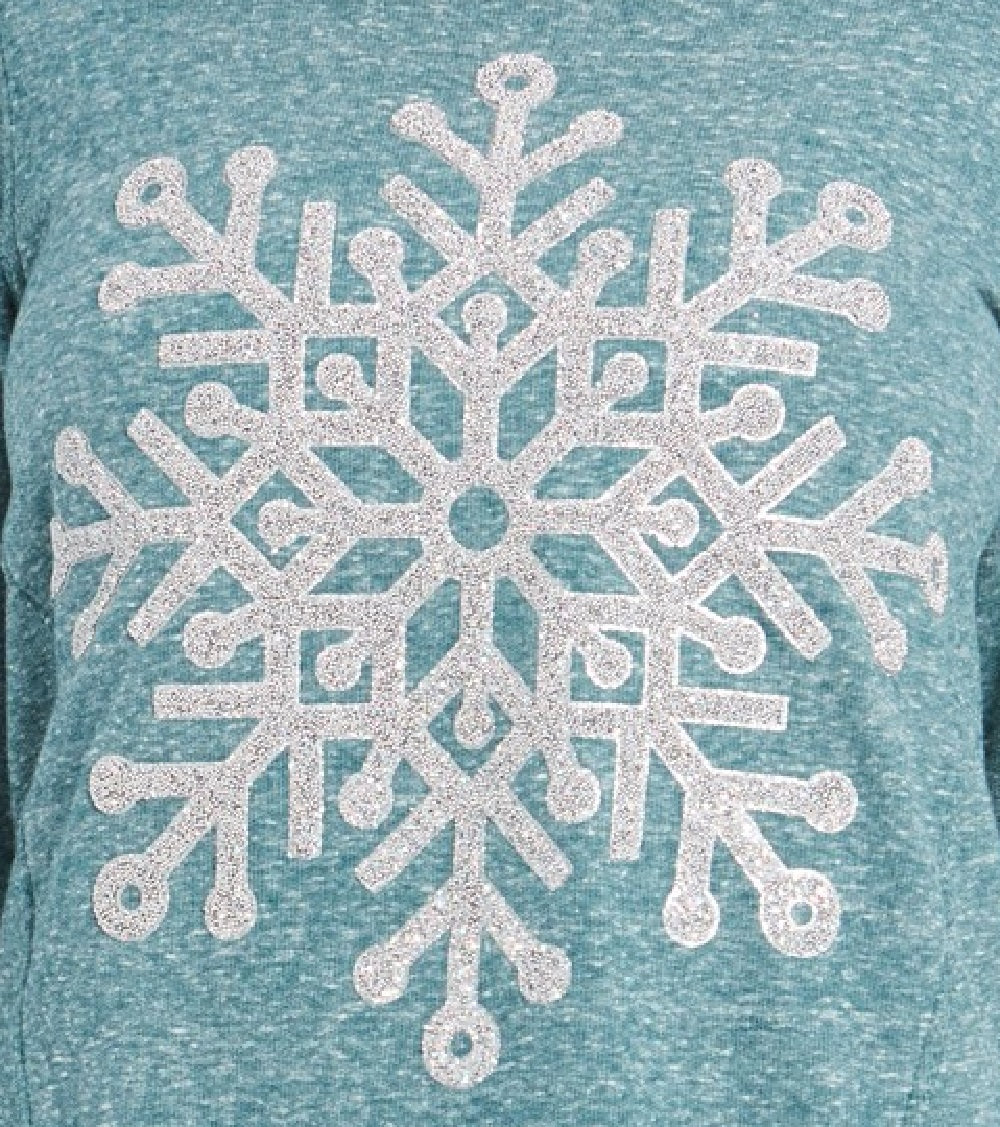 Style & Co Women's Petite Snowflake-Graphic Sweatshirt Green Size Extra Large