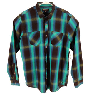 INC International Concepts Men's Leo Plaid Shirt Blue Size Extra Small