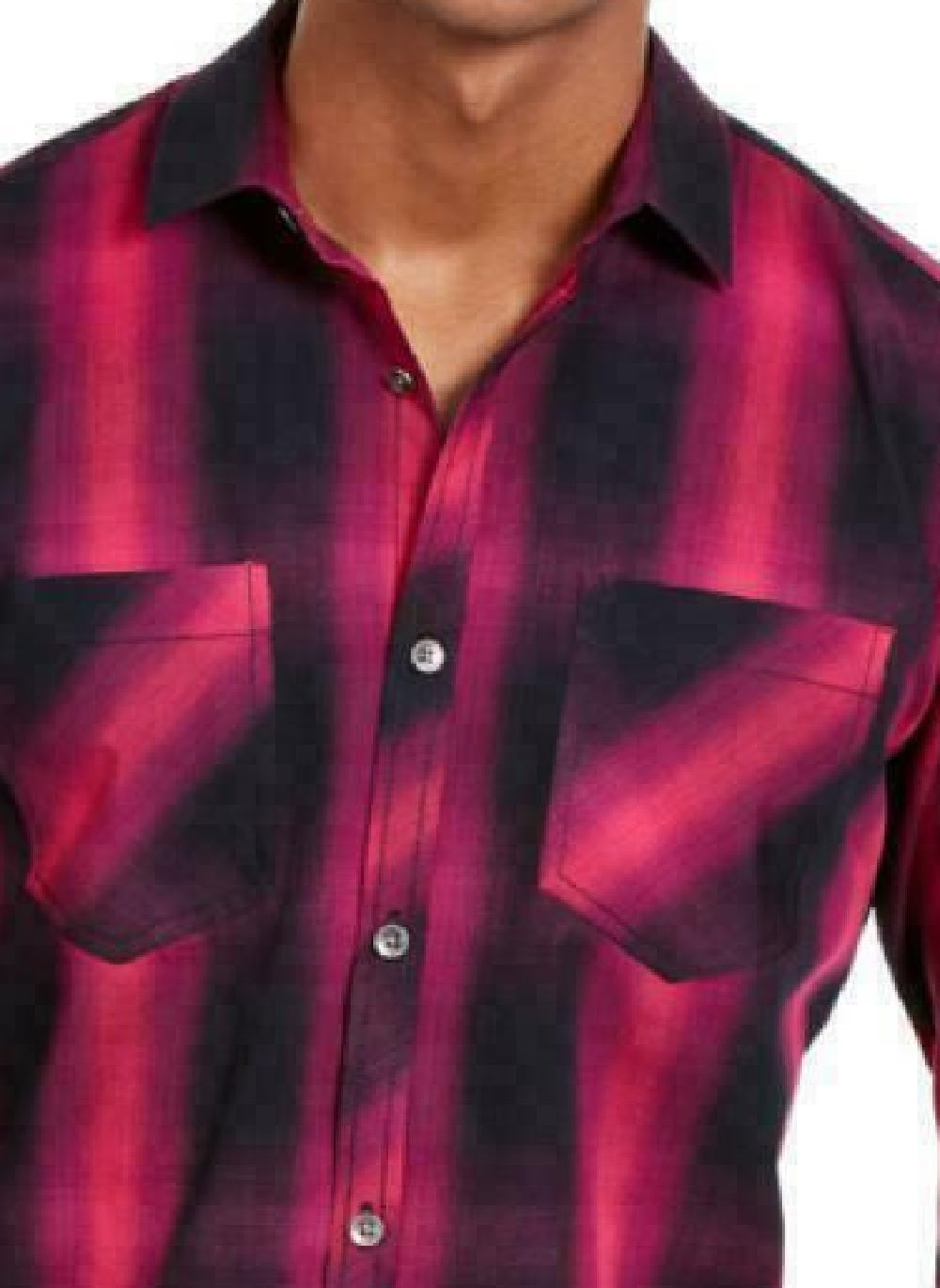 INC International Concepts Men's Leo Plaid Shirt Pink Size Medium