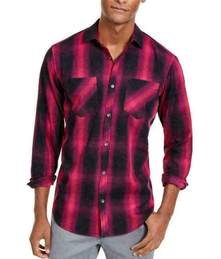 INC International Concepts Men's Leo Plaid Shirt Pink Size Medium