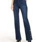 INC International Concepts Women's Snap-Hem Bootcut Jeans Blue Size 8
