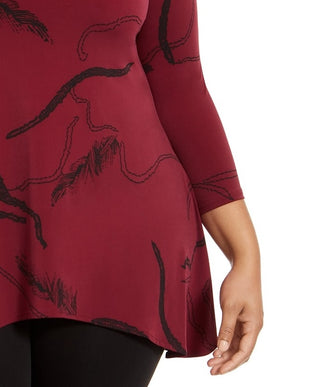 Alfani Women's Plus Size Printed Handkerchief-Hem Top Mal Gestr Stch Size OX