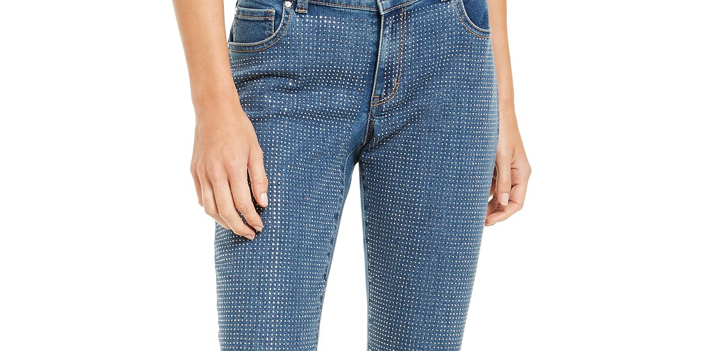INC International Concepts Women's Petite Embellished Front Skinny Jeans Blue Size 1