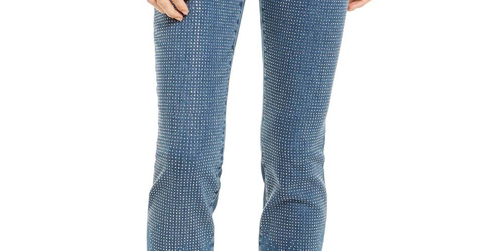 INC International Concepts Women's Petite Embellished Front Skinny Jeans Blue Size 1