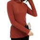 INC International Women's Metallic-Knit Turtleneck Sweater Brown Size Medium
