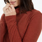 INC International Women's Metallic-Knit Turtleneck Sweater Brown Size Medium