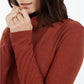 INC International Women's Metallic-Knit Turtleneck Sweater Brown Size Small