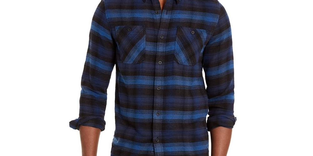 American Rag Men's Jason Plaid 2.0 Shirt Navy Size Small