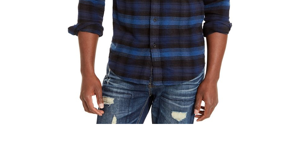 American Rag Men's Jason Plaid 2.0 Shirt Navy Size Small