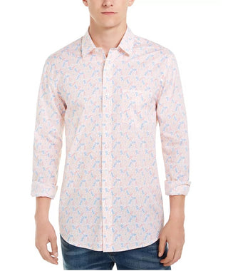 Club Room Men's Tennis Player Print Shirt White Size XX-Large