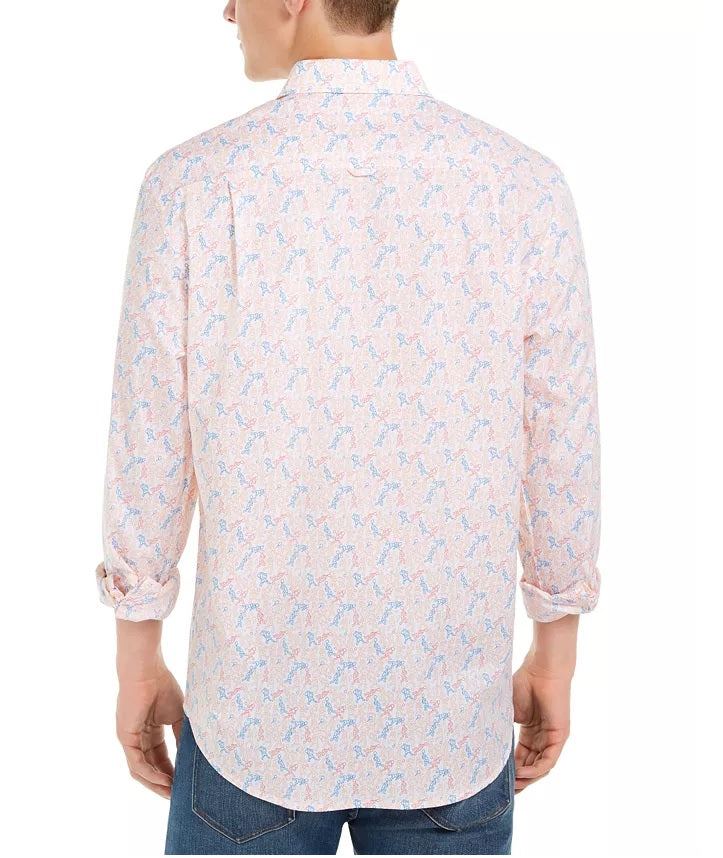 Club Room Men's Tennis Player Print Shirt White Size XX-Large