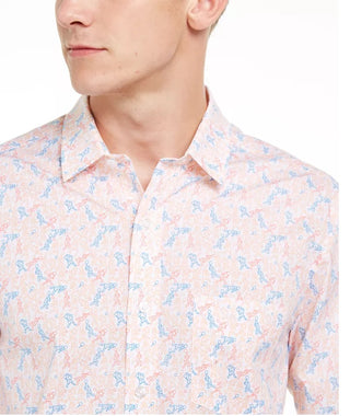 Club Room Men's Tennis Player Print Shirt White Size XX-Large