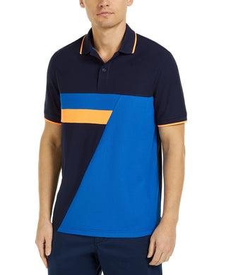 Club Room Men's Colorblocked Performance Polo Shirt Dark Blue Size Large
