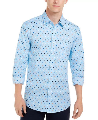 Club Room Men's Circle Print Shirt  Light Blue Size 2 Extra Large