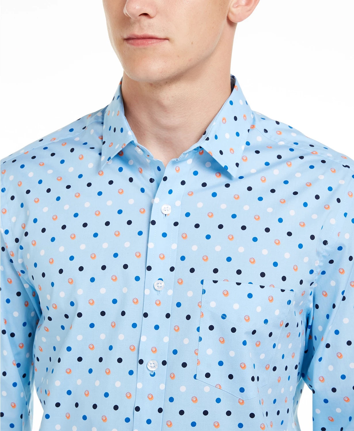 Club Room Men's Circle Print Shirt  Light Blue Size 2 Extra Large