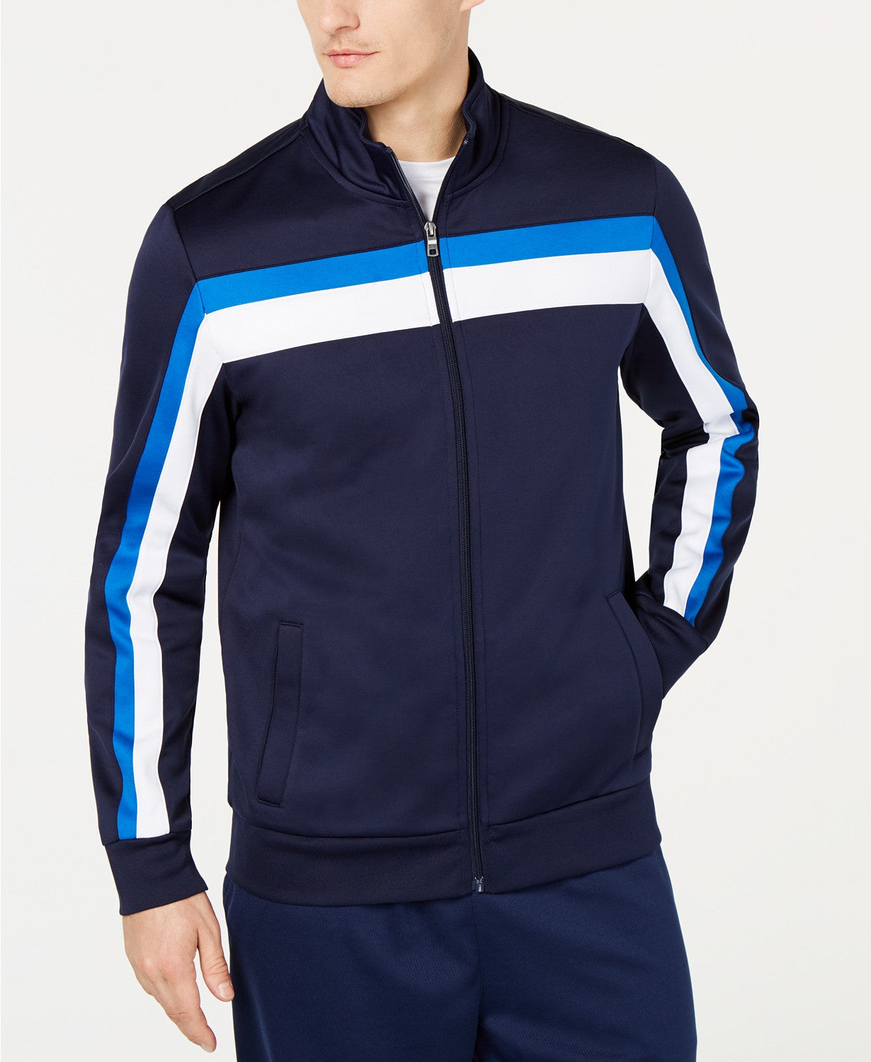 Club Room Men's Stripe Track Jacket Navy Size Small