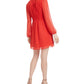 Bar III Women's Smocked-Waist Crinkle Chiffon Mini Dress Red Size Small
