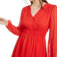 Bar III Women's Smocked-Waist Crinkle Chiffon Mini Dress Red Size Small