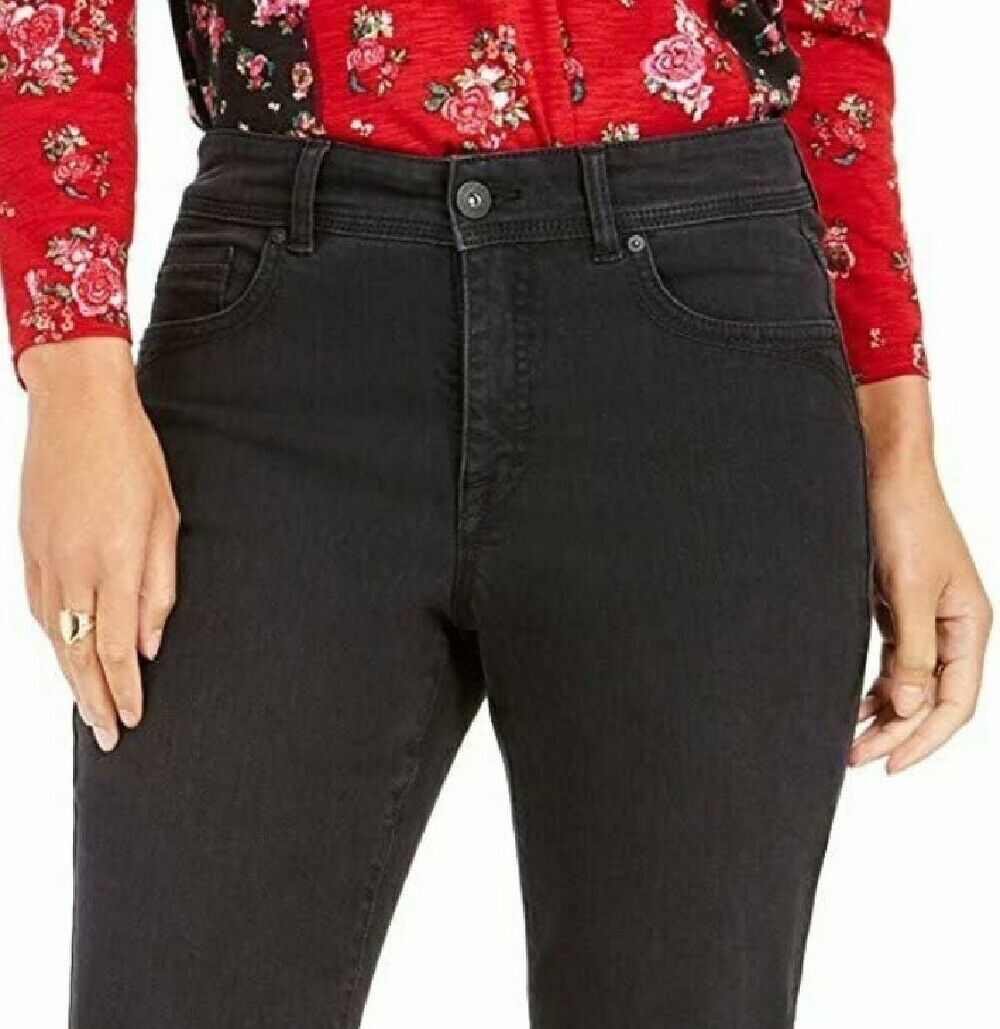 Style & Co Tummy-Control Straight-Leg Jeans Black Size 6