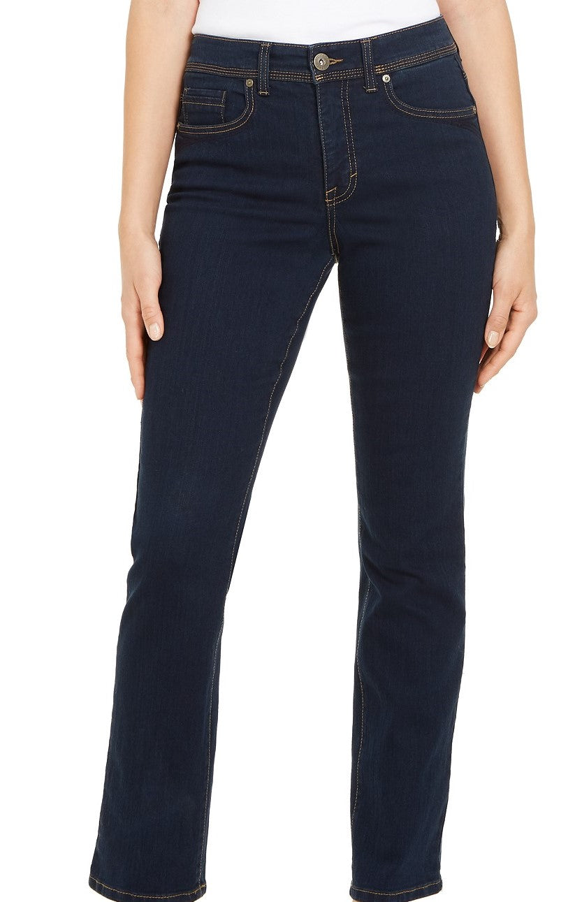 Style & Co Women's Tummy-Control Straight-Leg Jeans Black Size 8