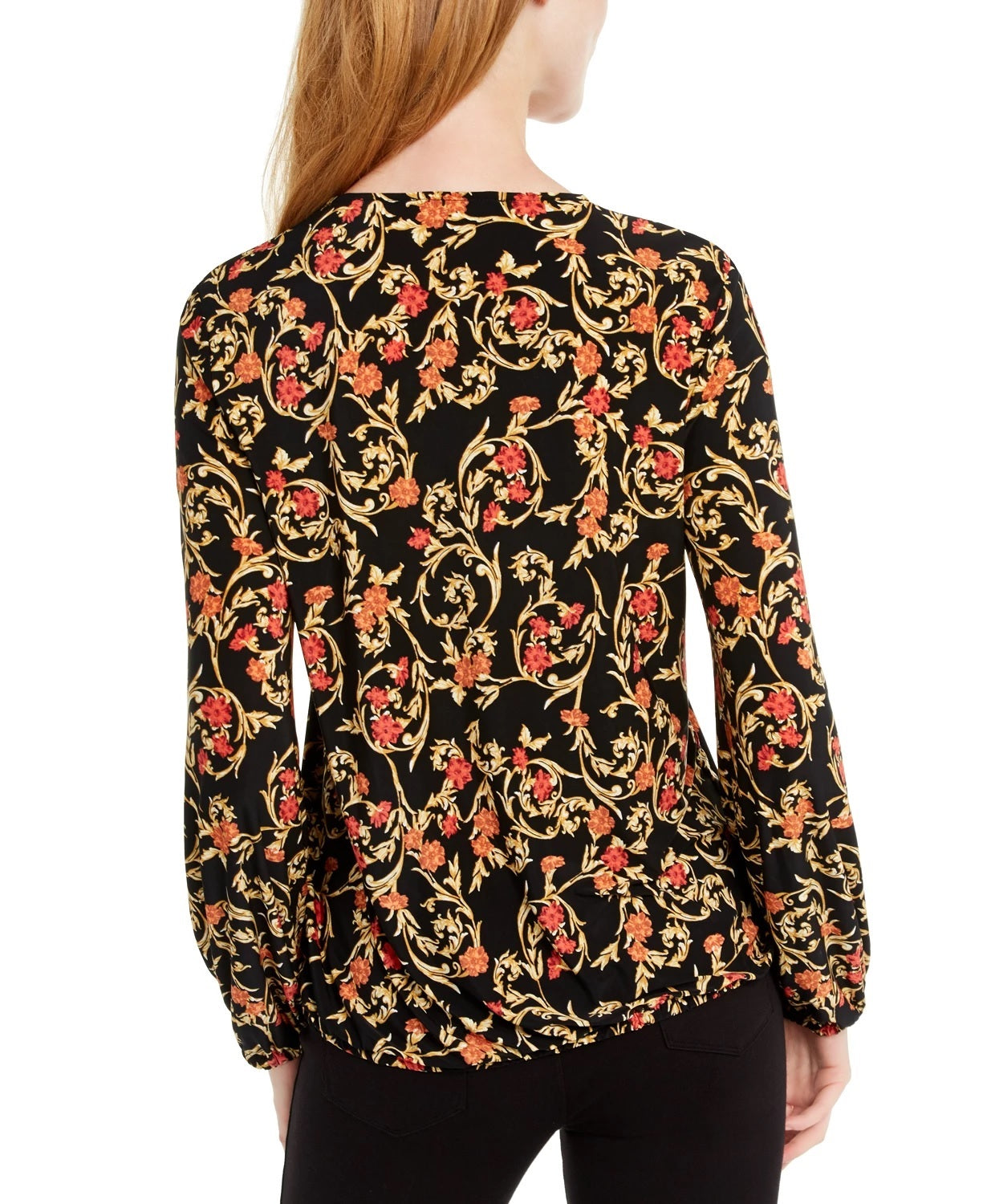 INC International Concepts Women's Crisscross Surplice Top Black Size Small