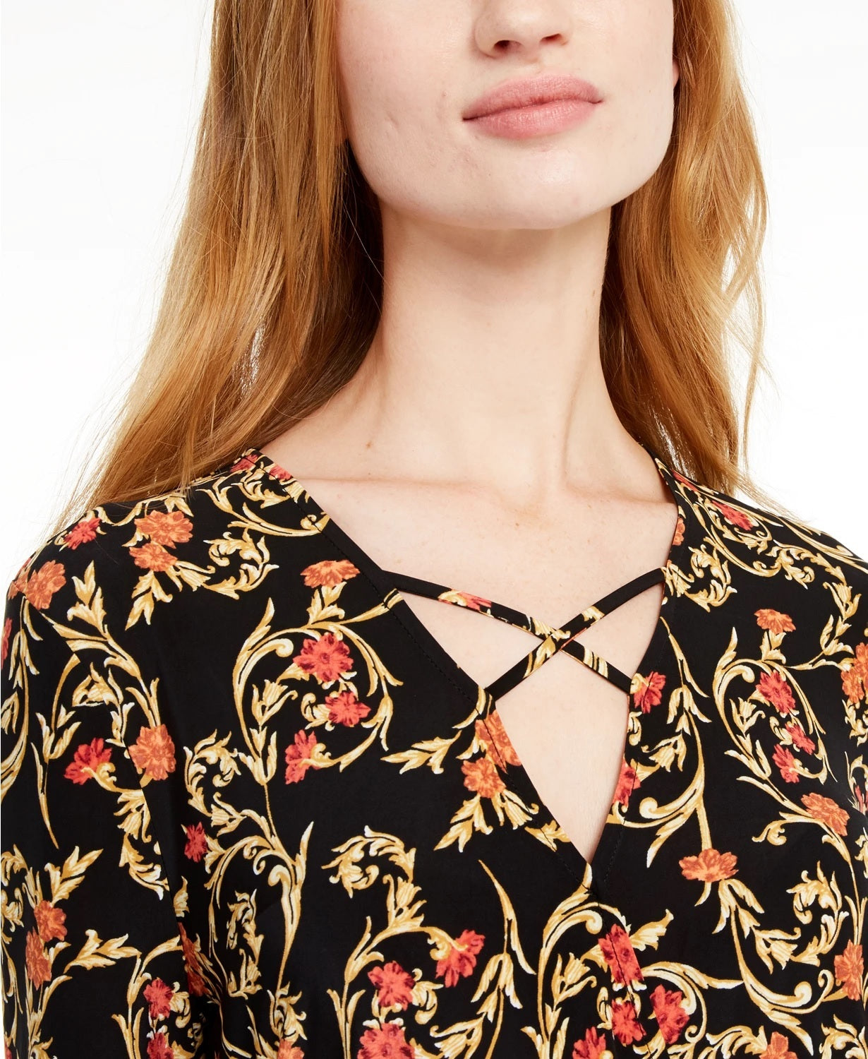 INC International Concepts Women's Crisscross Surplice Top Black Size Small