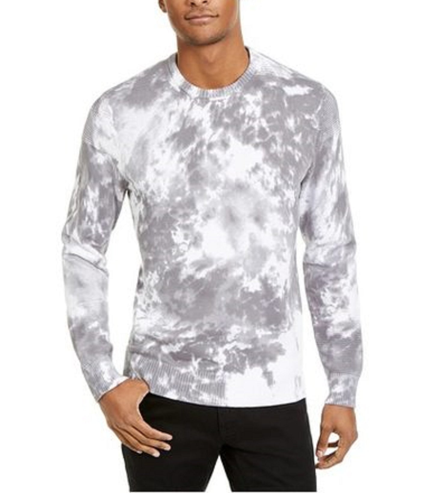 INC International Concepts Men's Gnover Tie Dye Sweater White Size Extra Small