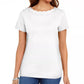 Karen Scott Women's Cotton Scalloped-Neck T-Shirt White Size Medium
