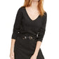 INC International Concepts Women's Belted Tunic Sweater Gray Size Small