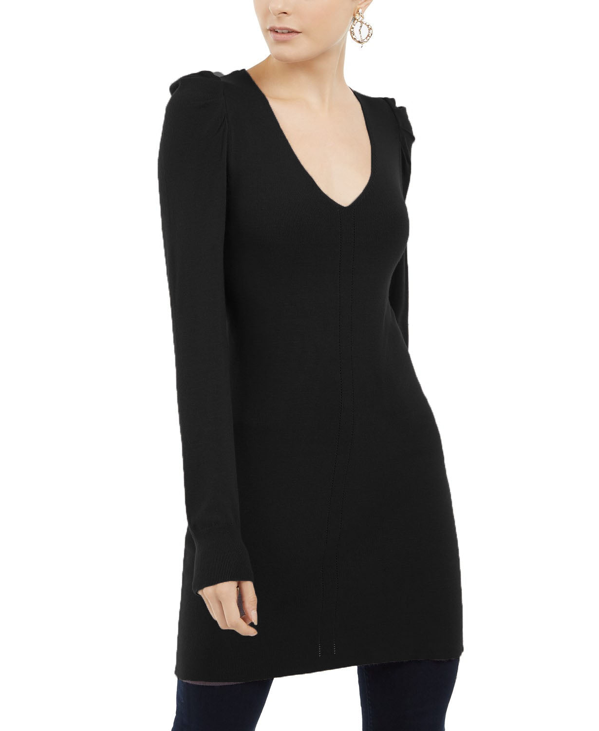 INC International Concepts Women's Puff-Sleeve Sweater Tunic Black Size 2 Extra Large