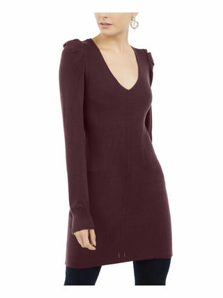 INC International Concepts  Women's Puff-Sleeve Sweater Tunic Wine Size Large