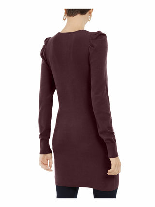 INC International Concepts  Women's Puff-Sleeve Sweater Tunic Wine Size Large