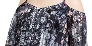INC International Concepts Women's Plus Size Printed Cold-Shoulder Top Navy Size 2X
