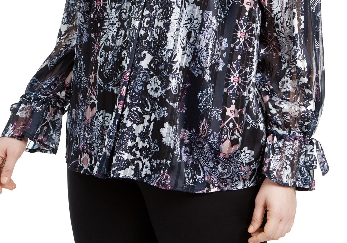 INC International Concepts Women's Plus Size Printed Cold-Shoulder Top  Cordelia Patch Size 1X